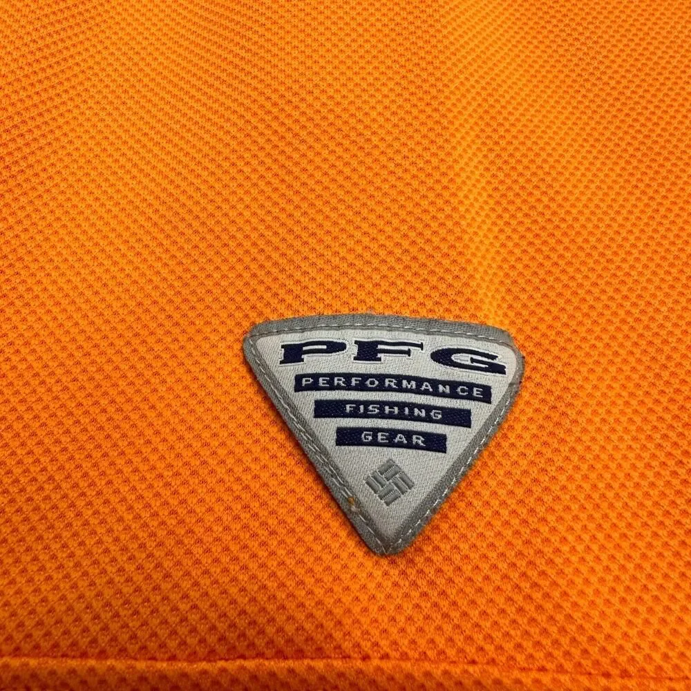 Columbia PFG Omni Shade Perfect Cast Polo Shirt Mens Orange Short Sleeve Fishing